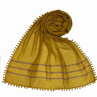 Designer Cotton Three Liner Hijab- Yellow